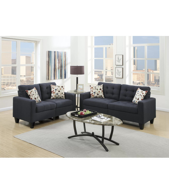 F6903 Black Sofa & Loveseat Set | Poundex Phoenix AZ