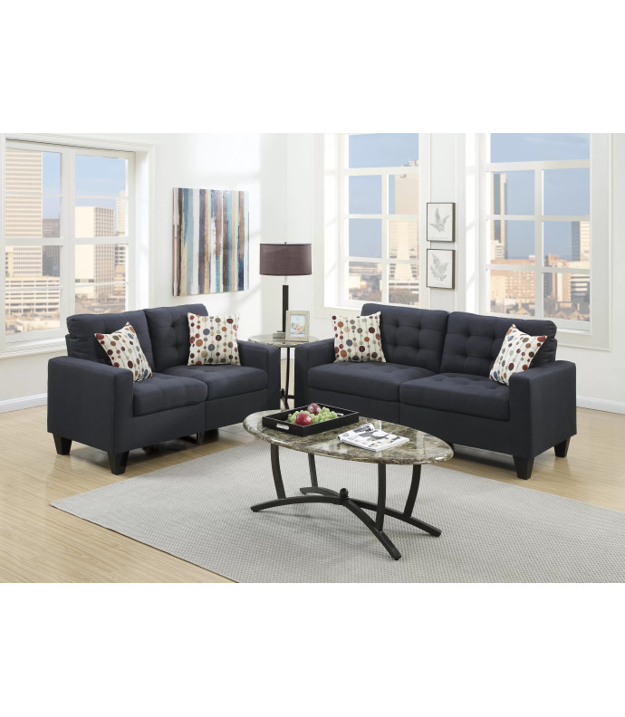 F6903 Black Sofa & Loveseat Set | Poundex Phoenix AZ