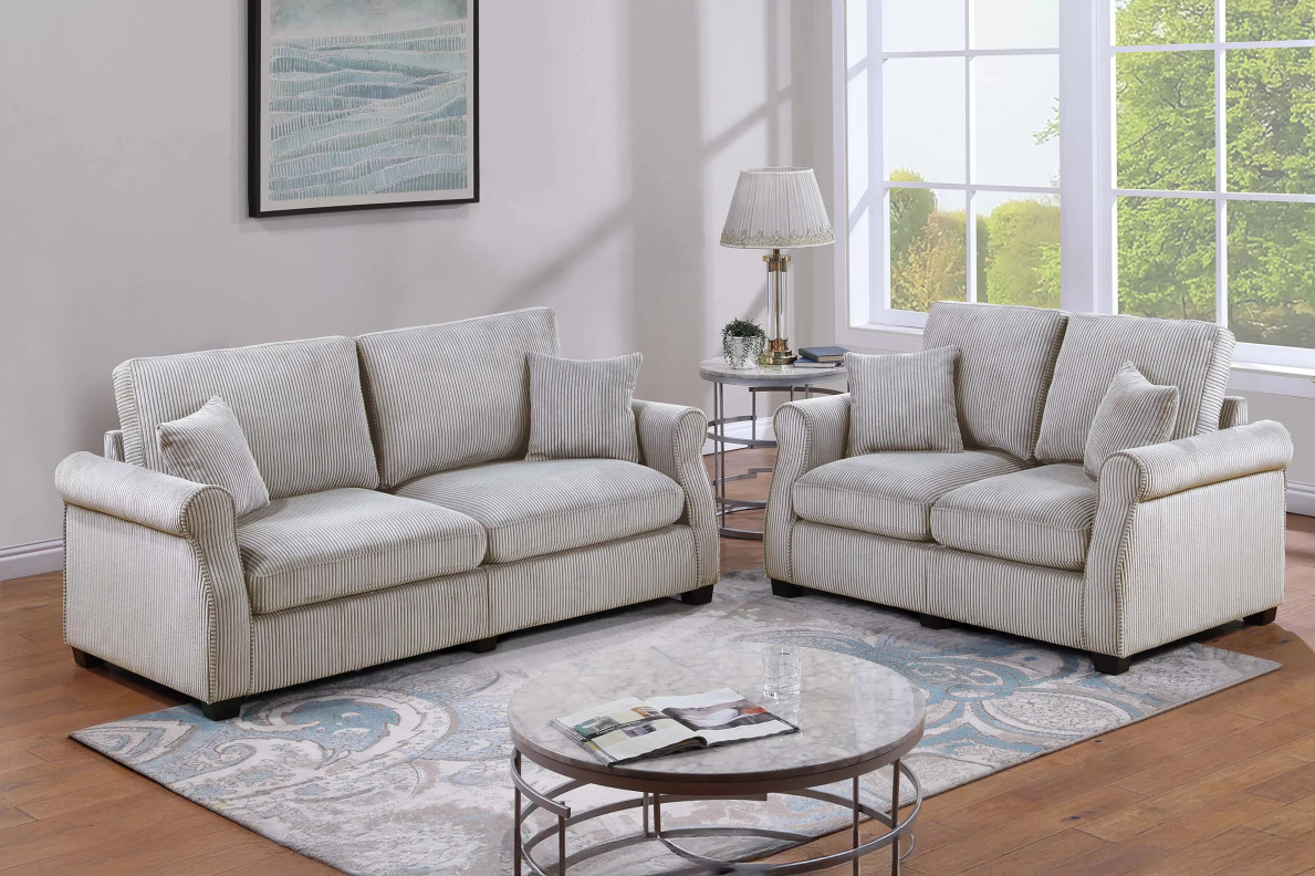 F8499 Ivory Sofa & Loveseat | Poundex Phoenix AZ
