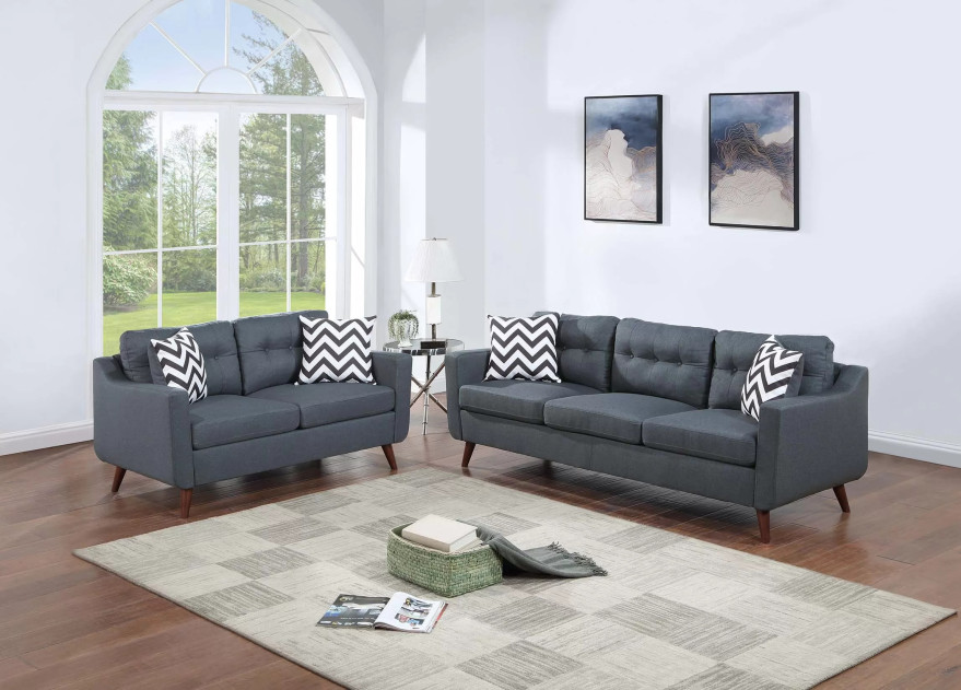 F8444 Blue Gray Sofa & Loveseat | Poundex Phoenix AZ