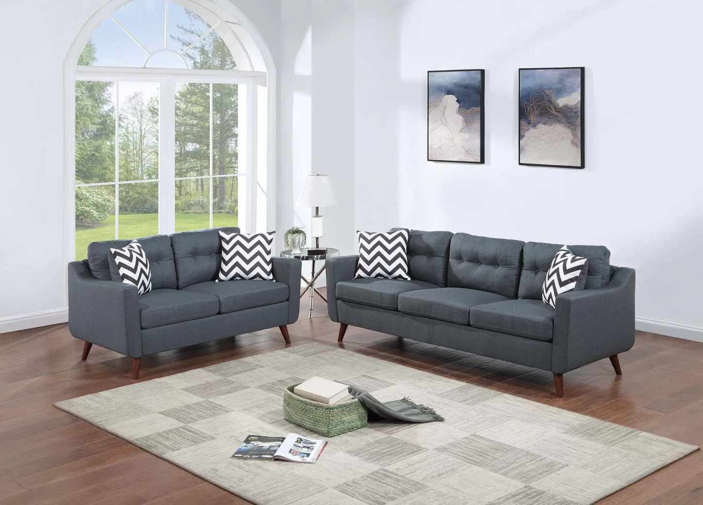 F8444 Blue Gray Sofa & Loveseat | Poundex Phoenix AZ