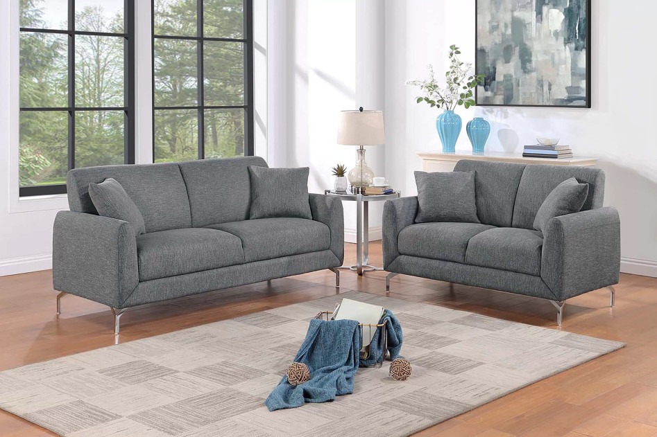 F8437 Dark Gray Sofa & Loveseat | Poundex Phoenix AZ