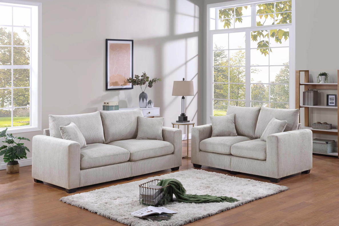 F8428 Ivory Sofa & Loveseat Set | Poundex Phoenix AZ