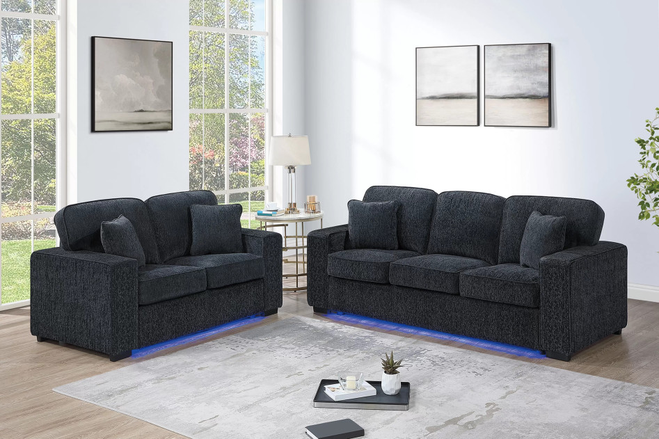F7495 Black LED Sofa & Loveseat | Poundex Phoenix AZ