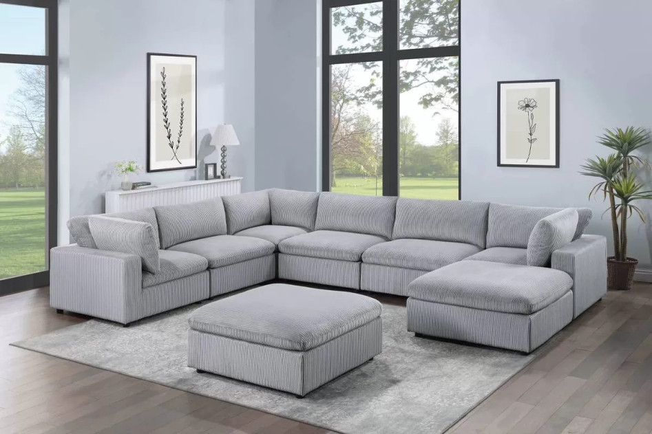 168 8-Piece Gray Modular Sectional Sofa Set by Poundex