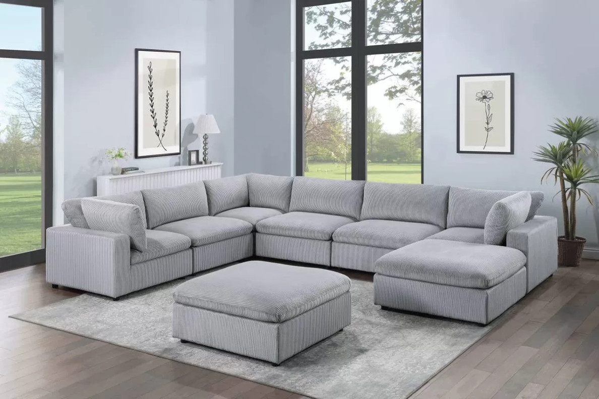168 8-Piece Gray Modular Sectional Sofa Set by Poundex