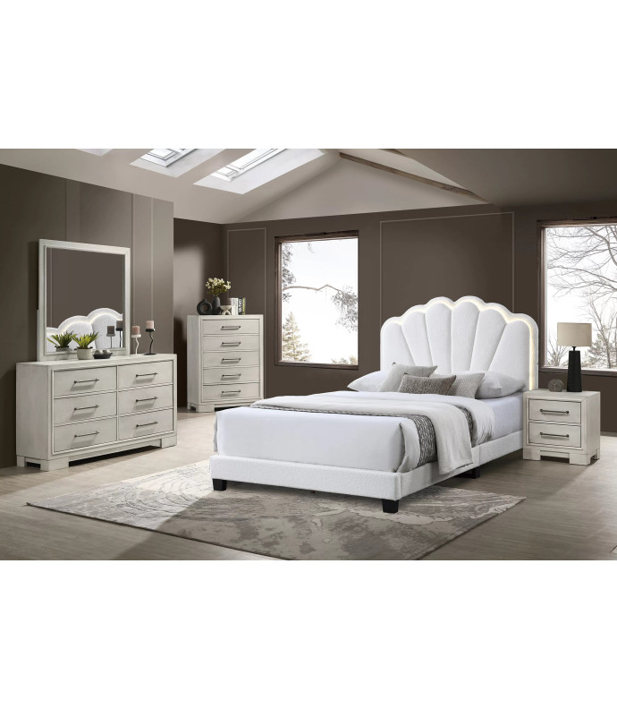F9663Q 5PC Pack Queen Bed set Antique White By Poundex