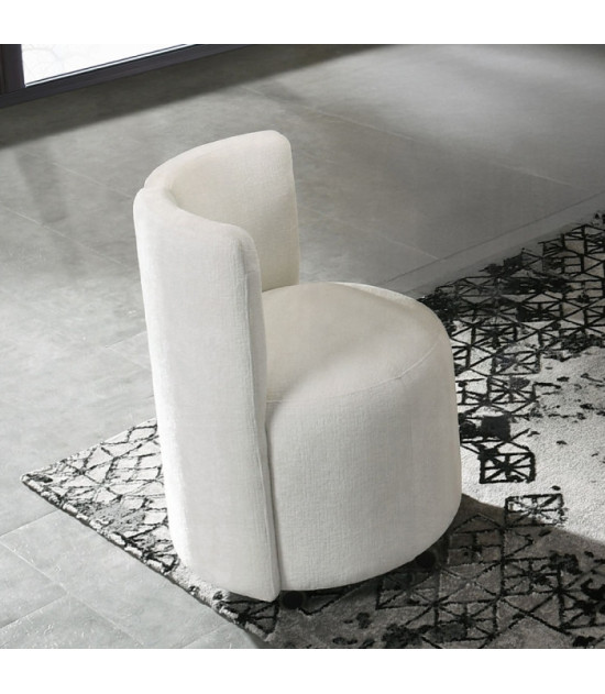 DN02865 Blayde 7-Piece Natural Dining Set with White Chenille Swivel Chairs Contemporary Style by ACME Furniture