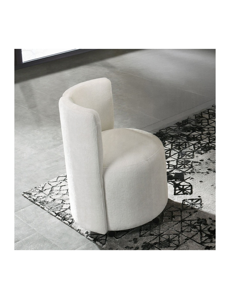 DN02865 Blayde 7-Piece Natural Dining Set with White Chenille Swivel Chairs Contemporary Style by ACME Furniture