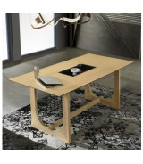 DN02865 Blayde 7-Piece Natural Dining Set with White Chenille Swivel Chairs Contemporary Style by ACME Furniture