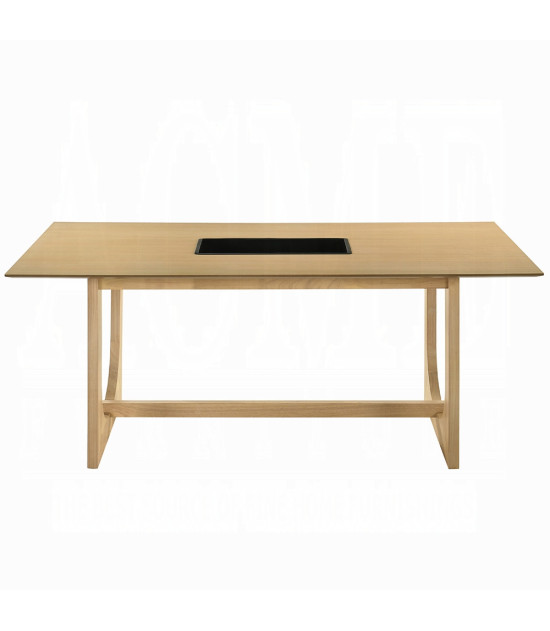 DN02865 Blayde 7-Piece Natural Dining Set with White Chenille Swivel Chairs Contemporary Style by ACME Furniture