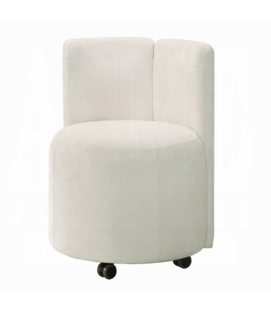 DN02865 Blayde 7-Piece Natural Dining Set with White Chenille Swivel Chairs Contemporary Style by ACME Furniture