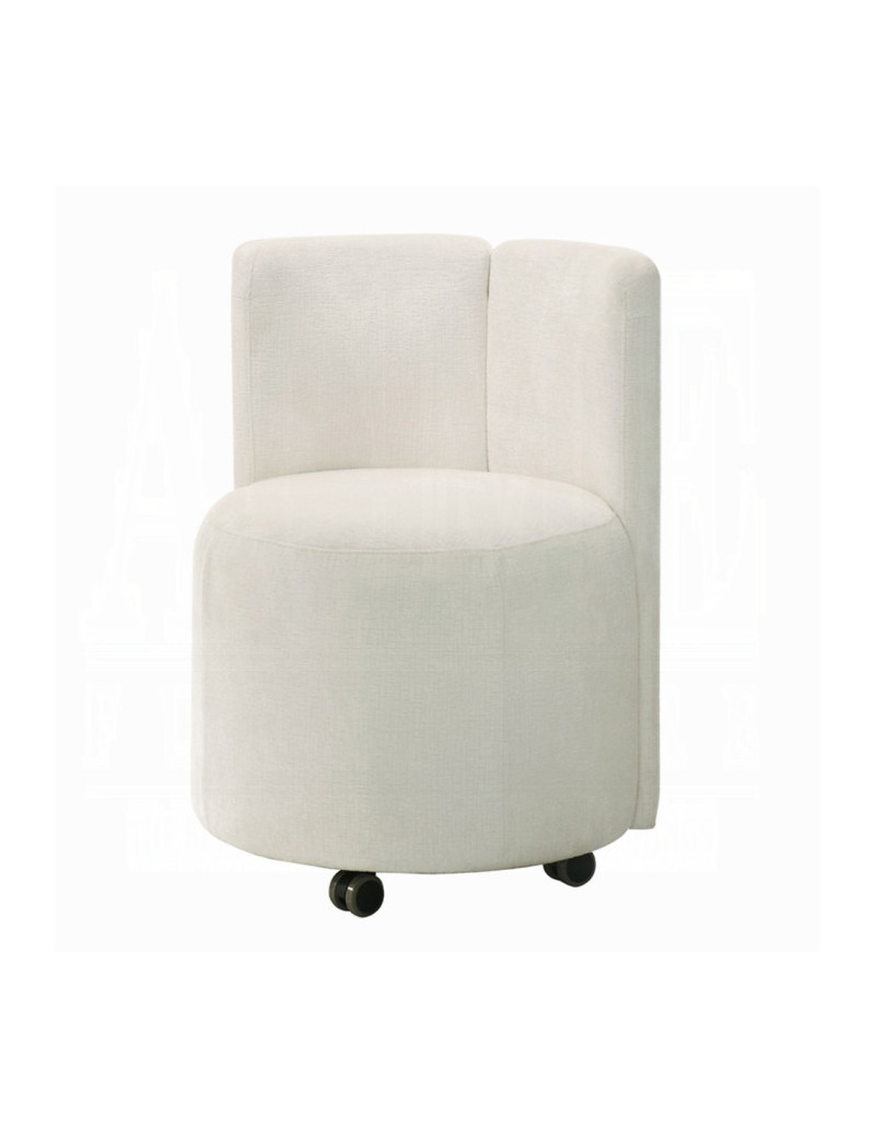 DN02865 Blayde 7-Piece Natural Dining Set with White Chenille Swivel Chairs Contemporary Style by ACME Furniture
