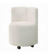 DN02865 Blayde 7-Piece Natural Dining Set with White Chenille Swivel Chairs Contemporary Style by ACME Furniture