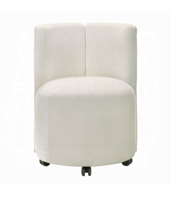 DN02865 Blayde 7-Piece Natural Dining Set with White Chenille Swivel Chairs Contemporary Style by ACME Furniture