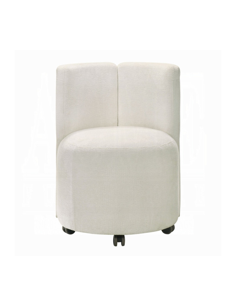 DN02865 Blayde 7-Piece Natural Dining Set with White Chenille Swivel Chairs Contemporary Style by ACME Furniture