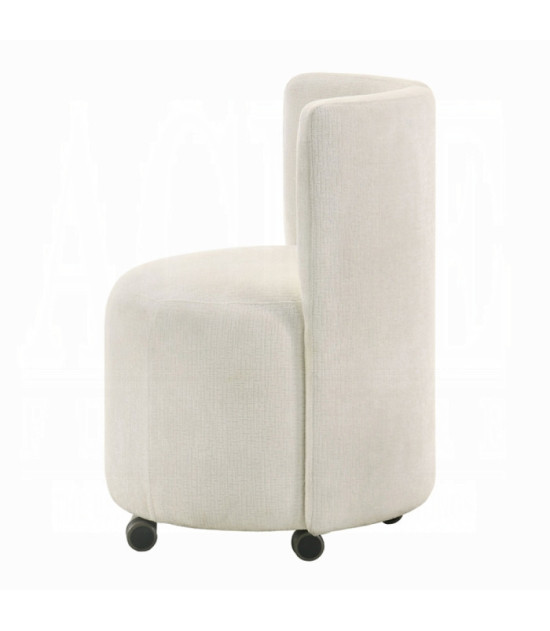 DN02865 Blayde 7-Piece Natural Dining Set with White Chenille Swivel Chairs Contemporary Style by ACME Furniture