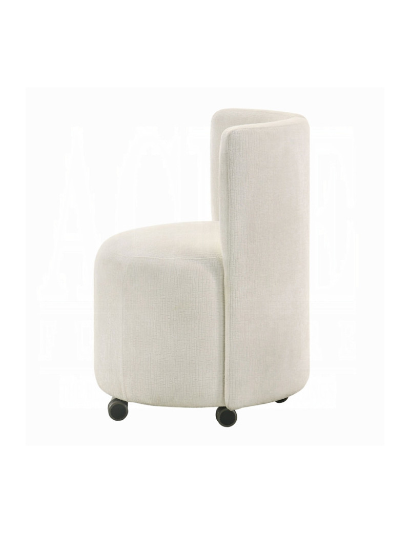 DN02865 Blayde 7-Piece Natural Dining Set with White Chenille Swivel Chairs Contemporary Style by ACME Furniture