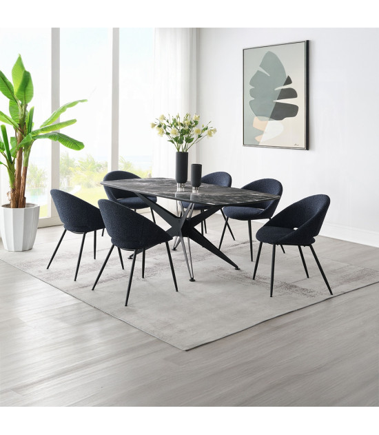 Klaus 7PC White Bouclé Dining Set | ACME Labor Day Sale Phoenix