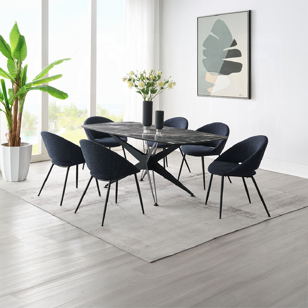 Klaus 7PC White Bouclé Dining Set | ACME Labor Day Sale Phoenix