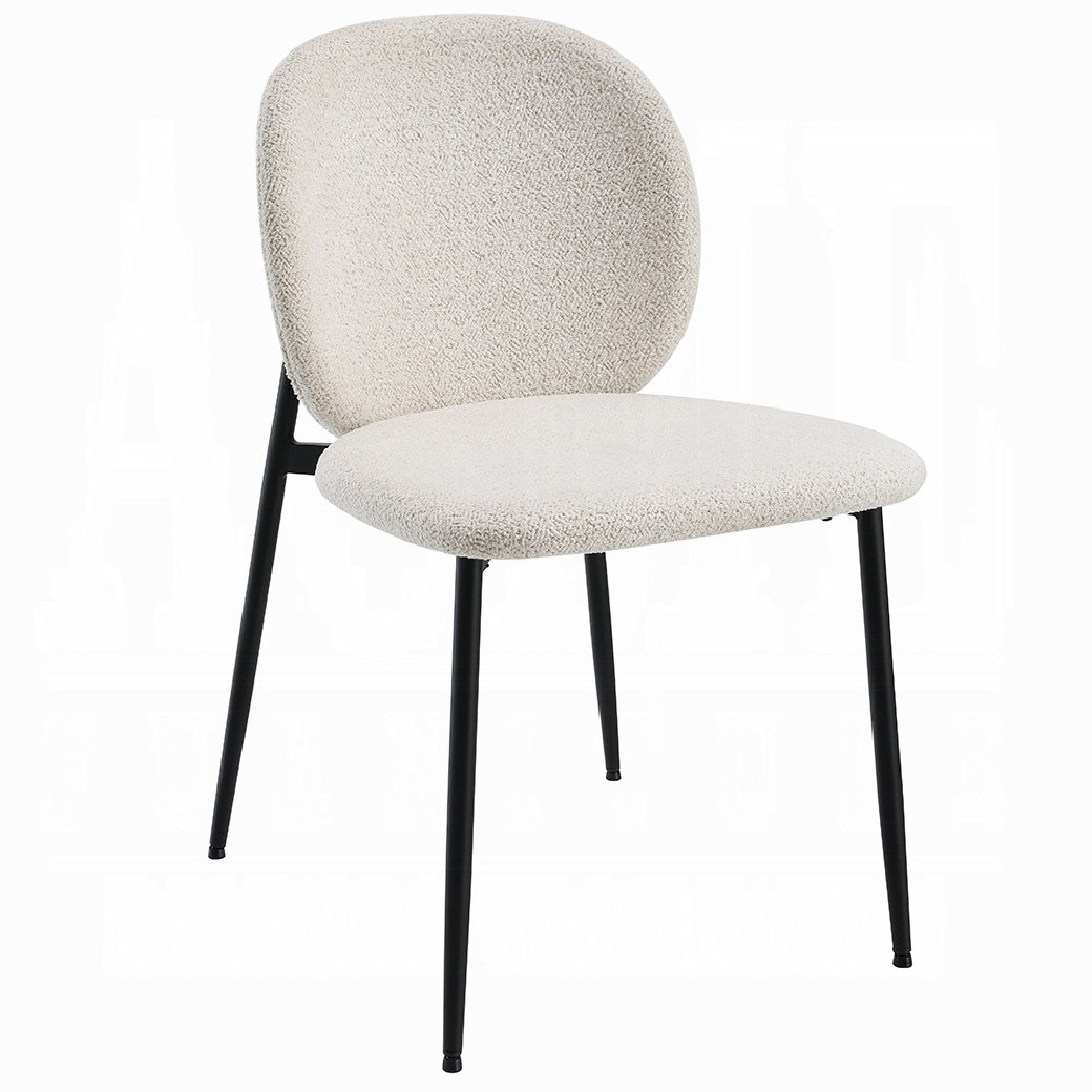 DN03045 Klaus 7-Piece Dining Set with Crystal Glass Top & White Bouclé Chairs by ACME Furniture