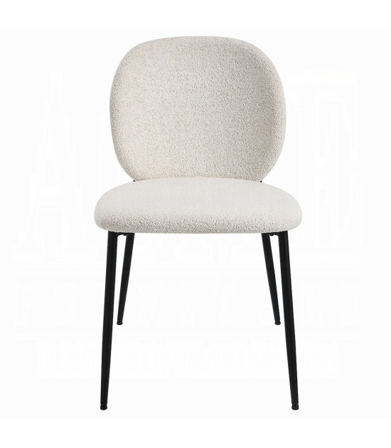 DN03045 Klaus 7-Piece Dining Set with Crystal Glass Top & White Bouclé Chairs by ACME Furniture