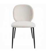 DN03045 Klaus 7-Piece Dining Set with Crystal Glass Top & White Bouclé Chairs by ACME Furniture