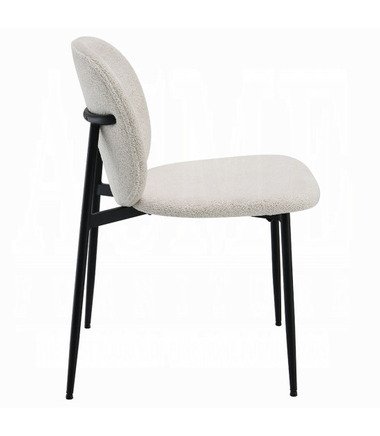 DN03045 Klaus 7-Piece Dining Set with Crystal Glass Top & White Bouclé Chairs by ACME Furniture