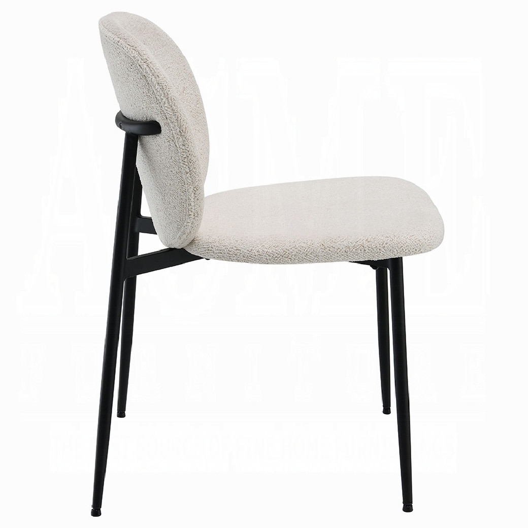 DN03045 Klaus 7-Piece Dining Set with Crystal Glass Top & White Bouclé Chairs by ACME Furniture
