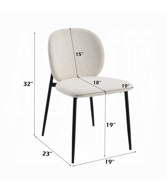 DN03045 Klaus 7-Piece Dining Set with Crystal Glass Top & White Bouclé Chairs by ACME Furniture