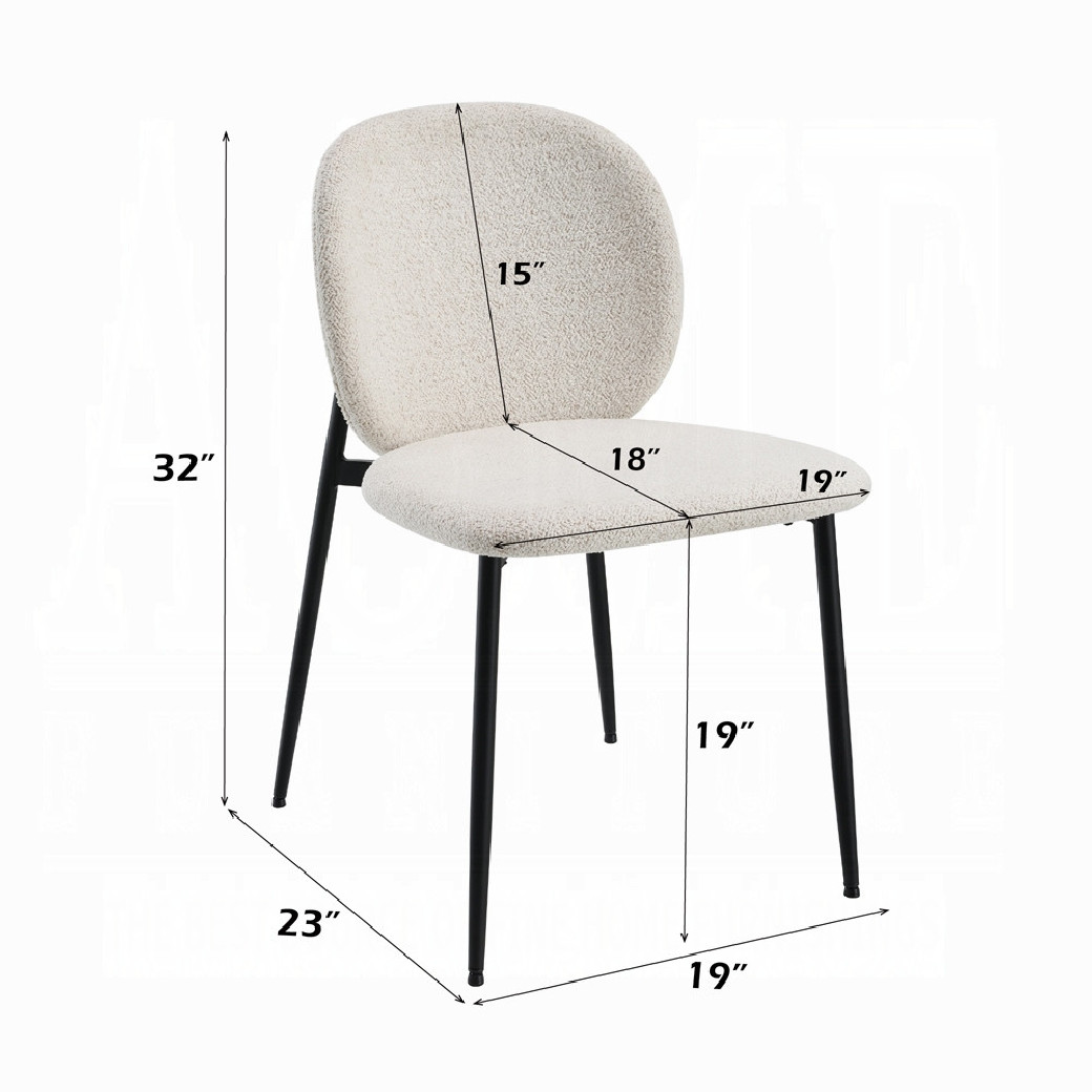 DN03045 Klaus 7-Piece Dining Set with Crystal Glass Top & White Bouclé Chairs by ACME Furniture