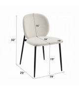 DN03045 Klaus 7-Piece Dining Set with Crystal Glass Top & White Bouclé Chairs by ACME Furniture