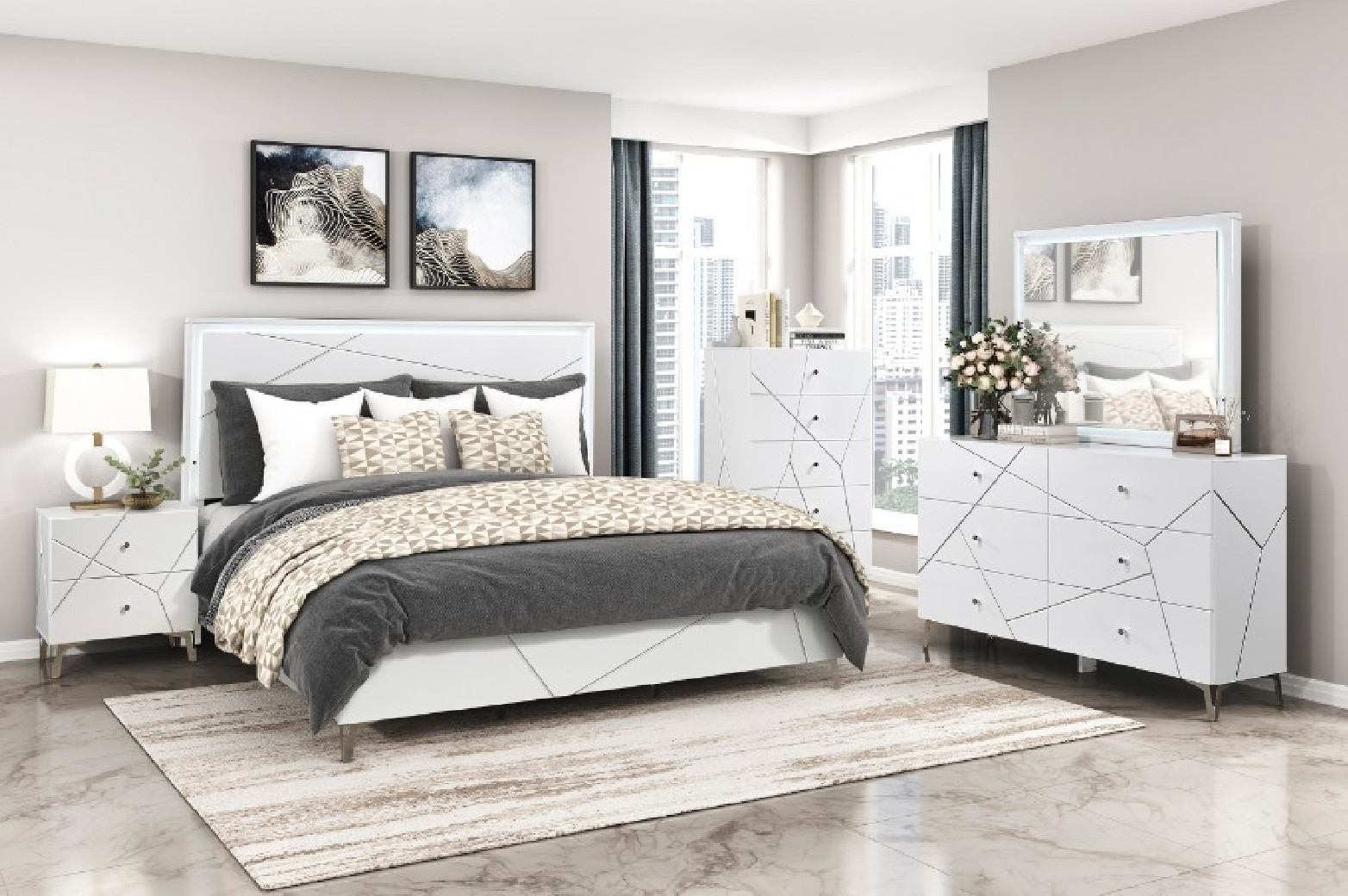 2455NWH Orlo 5PC Modern Queen Bedroom Set | Homelegance Phoenix