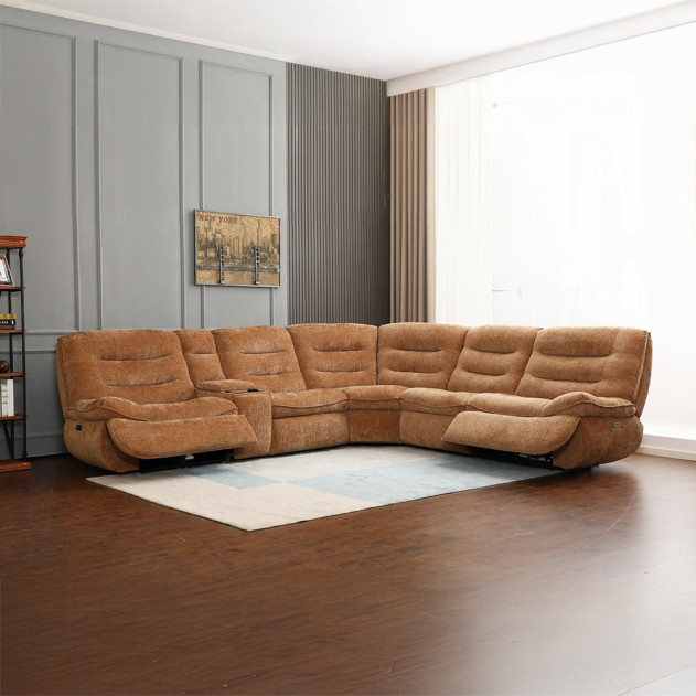 LV04650 Emmy Power Motion Sectional Sofa – Contemporary Style in Orange Chenille by ACME Furniture
