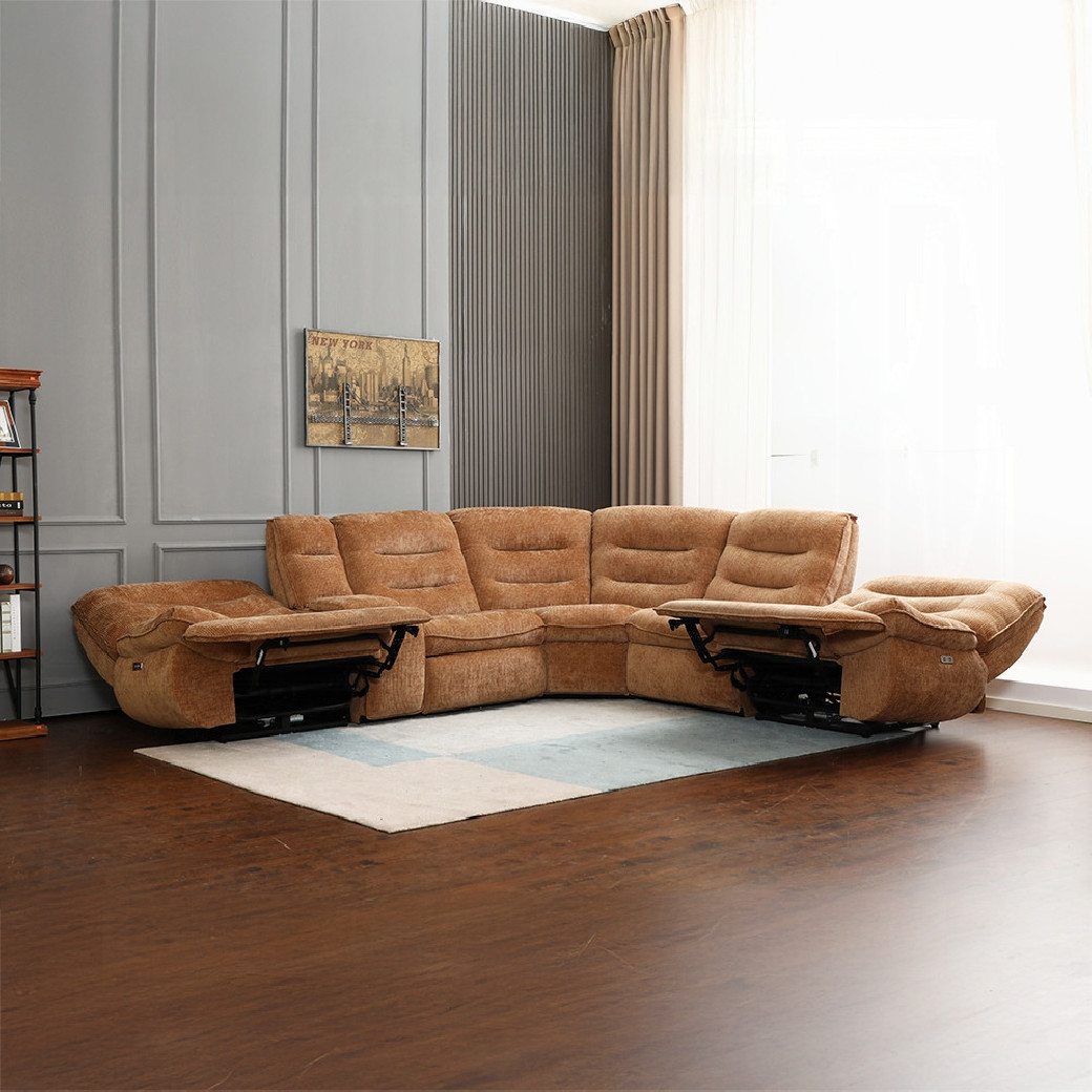 LV04650 Emmy Power Motion Sectional Sofa – Contemporary Style in Orange Chenille by ACME Furniture