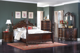 2243 Deryn Park Collection 5-Piece Queen Bedroom Set – Traditional Style, Cherry Finish with Gold Tipping by Homelegance