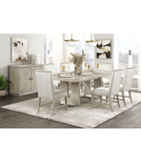 6066NN-84 Clara Collection 7-Piece Dining Set – Contemporary Style, Wire-Brushed Light Gray Finish by Homelegance