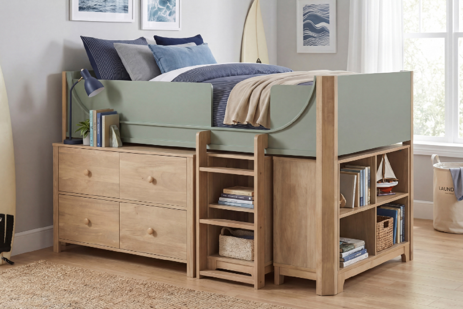 Liam B2048GNLT Twin Low Loft Bed | Homelegance | Phoenix AZ
