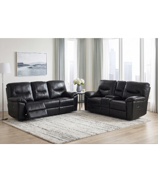 9037 Maverick Black Reclining Sofa & Loveseat | Homelegance | Phoenix AZ