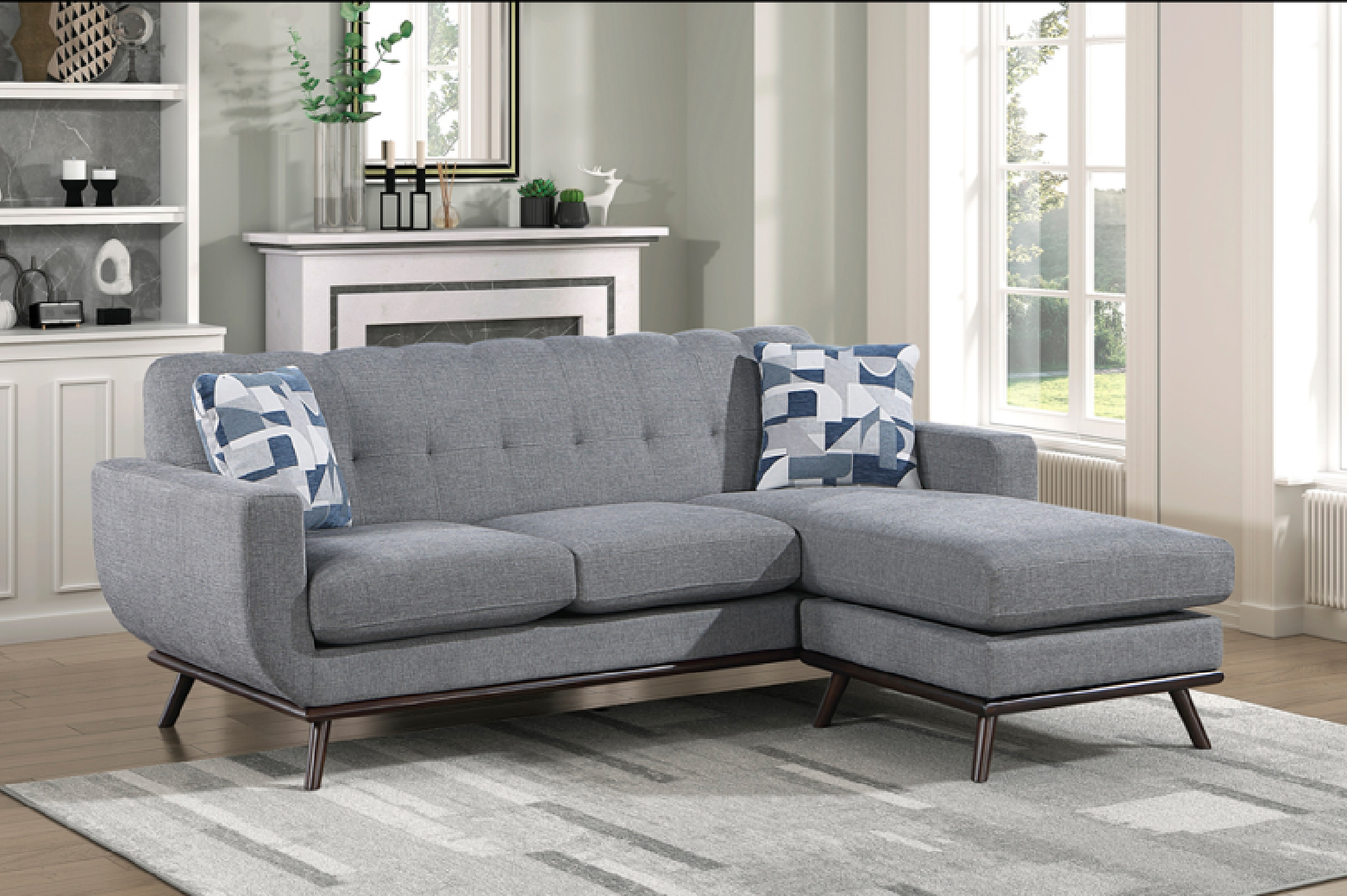 Everton Gray Mid-Century Sofa Chaise | Homelegance | Phoenix AZ