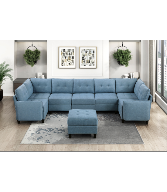 Garren Blue Mid-Century Modular Sectional | Homelegance | Phoenix AZ