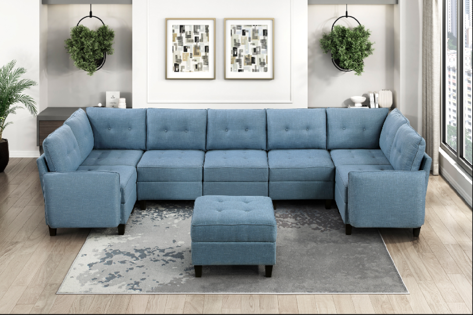 Garren Blue Mid-Century Modular Sectional | Homelegance | Phoenix AZ