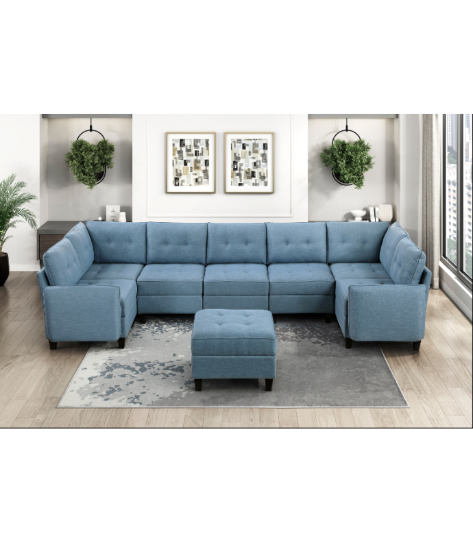 Garren Blue Mid-Century Modular Sectional | Homelegance | Phoenix AZ
