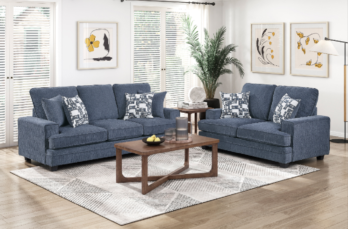Sarah Blue Chenille Sofa & Loveseat | Homelegance | Phoenix AZ
