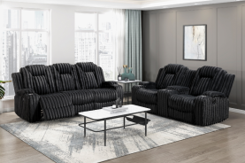 Phyllis Black Corduroy Reclining Sofa Set | Homelegance | Phoenix AZ