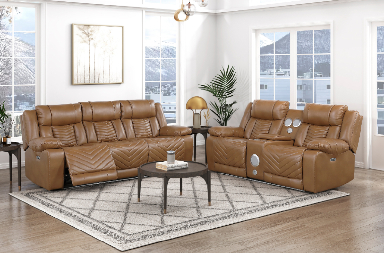 Huron Brown Power Reclining Sofa Set | Homelegance | Phoenix AZ