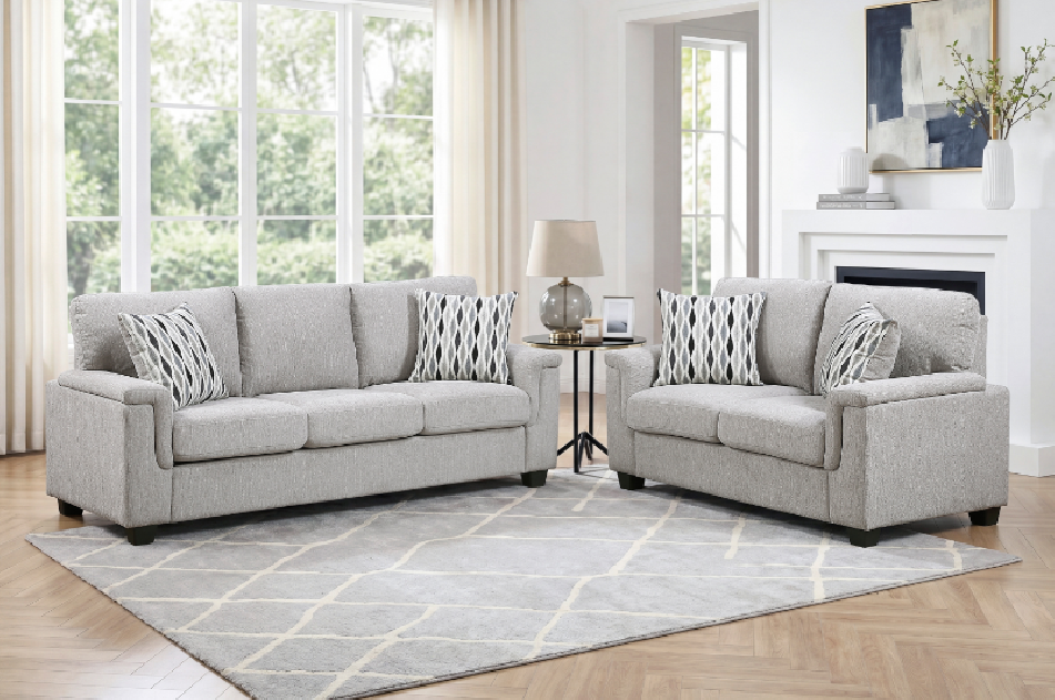 9746GY Chelsea 2-Piece Sofa & Loveseat – Contemporary Style in Gray Chenille by Homelegance