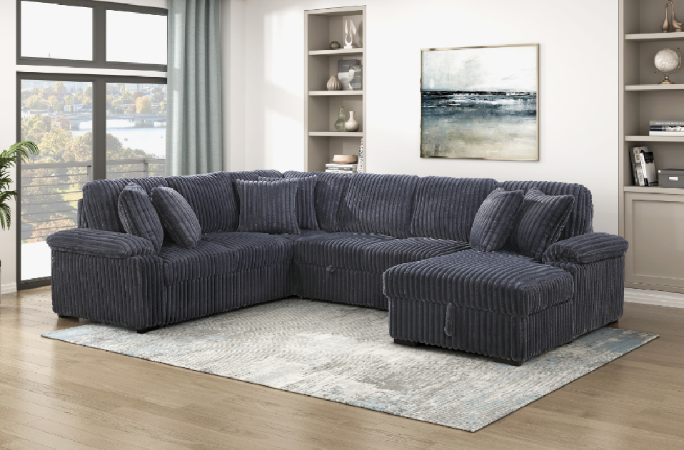 Ridge Dark Gray 3-Piece Sleeper Sectional | Homelegance | Phoenix AZ