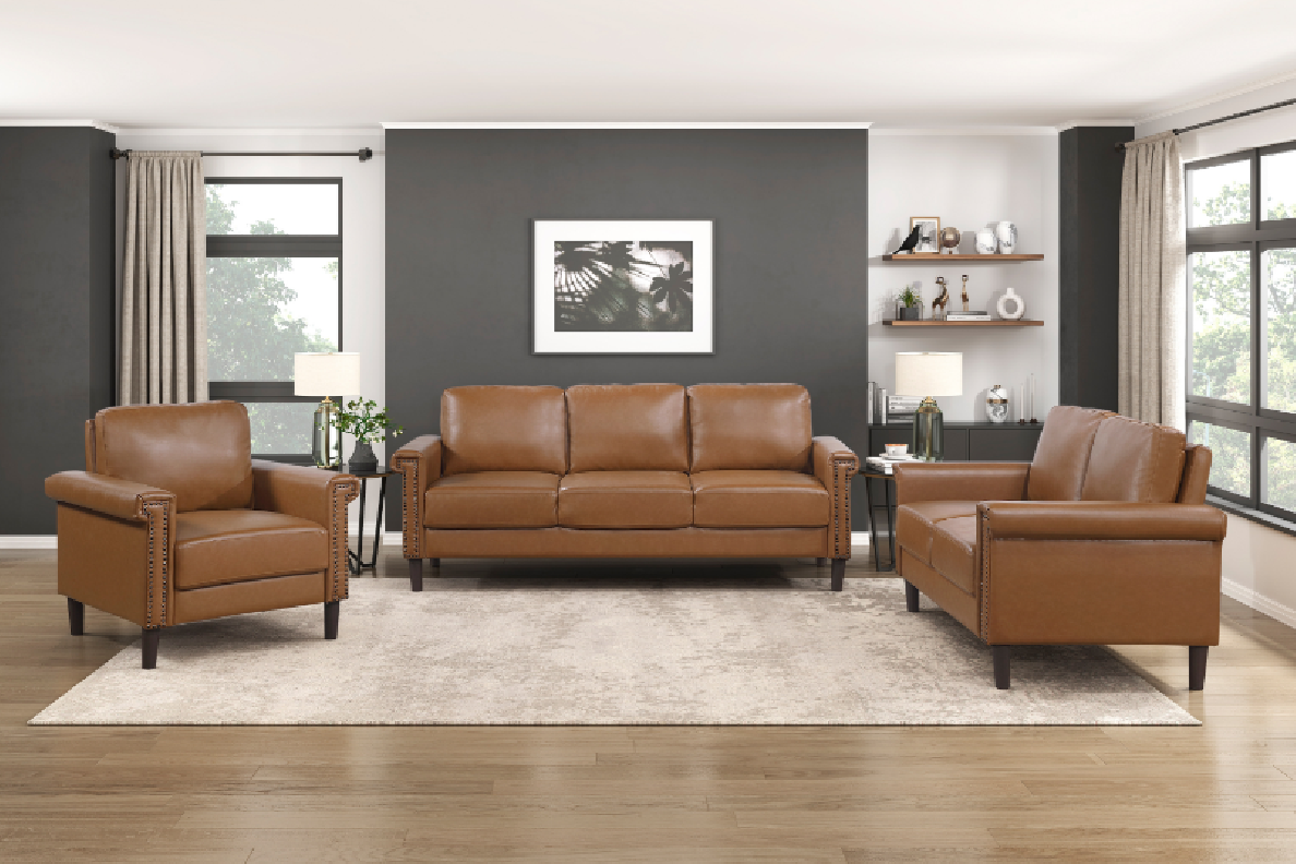 Heritage Brown Faux Leather Sofa Set | Homelegance | Phoenix AZ