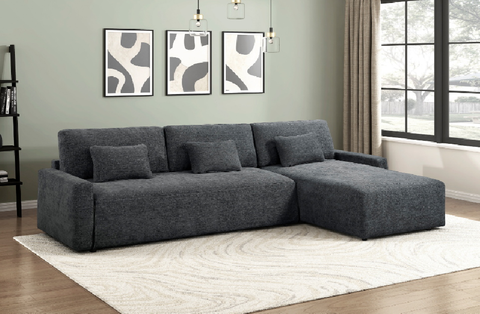 Cumulus Dark Gray Queen Sleeper Sectional | Homelegance | Phoenix AZ